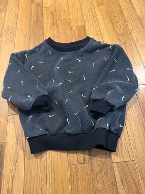 Nike Kids Black Crewneck Sweatshirt with White Swoosh Print
